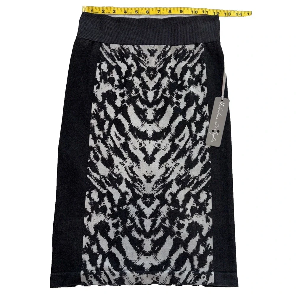 NEW‎ Animal Print Abstract Pencil Skirt Women S/M Black Gray Bodycon Stretch